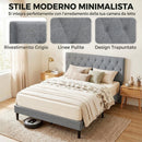 Struttura Letto Matrimoniale Imbottita 150x195x107 cm con Testiera Trapuntata in Tessuto Grigio      
