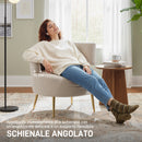 Sedia Moderna con Schienale ad Arco 69x65x67 cm Rivestita in Chenille Bianco Crema      