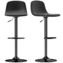 Set 2 Sgabelli da Bar con Schienale e Altezza Regolabile in Pelle PU Nero  