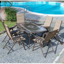 Salotto Completo con 6 Poltroncine e Tavolo in Vetro per Arredo Giardino Esterno 