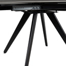 Tavolo Allungabile Piano Rotante 140-180x90x77 cm in Ceramica Effetto Marmo Nero