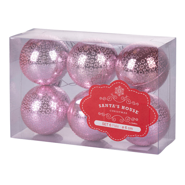 Set 6 Palle di Natale Ø6 cm in Plastica Rosa online