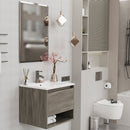 Mobile Bagno Sospeso 60 cm Lavabo e Specchio Milano Rovere