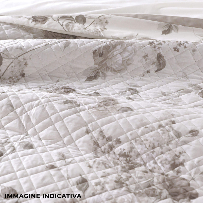 Trapuntino Matrimoniale con Stampa in Percalle di Cotone 100gr Garrini Lauren Grigio