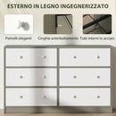 Cassettiera con 6 Cassetti in Tessuto 114x30x70 cm con Maniglie Doppie Struttura in MDF Bianco e Grigio  