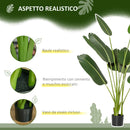 Albero Artificiale di Banano 160 cm con Vaso e 10 Foglie Realistiche Verde      