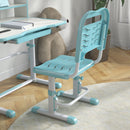 Banco Studio Scuola per Bambini 80x54,5x104 cm con Sedia Regolabile e Piano Inclinabile Blu