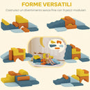 Set di 9 Costruzioni Morbide per Bambini 3-6 Anni 140x80x25 cm con Fodere Rimovibili in Schiuma e Velluto Multicolore      