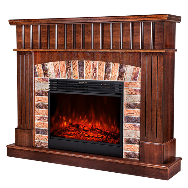 Camino Elettrico da Pavimento 120x145x32 cm Effetto Fiamma 1950W Giselle & Mirabella Castagno sconto