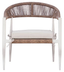 Set Salotto da Giardino Divano 2 Poltrone e Tavolino Milano In Alluminio Bianco con Cuscini Ecrù
