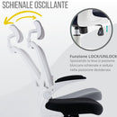 Sedia Direzionale da Ufficio 62x63x119/129 cm Ergonomica con Braccioli Pieghevoli Certificata EN1335 Bianca e Nera