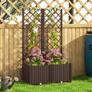 Fioriera con Traliccio per Rampicanti 80x40x135 cm 8 Fori di Drenaggio in PP Marrone   