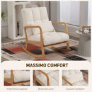 Poltrona a Dondolo 90°-130° 64,5x82x89 cm con Cuscino Lombare in Tessuto Sherpa Bianco  