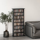 Libreria Porta CD e DVD 58x24x124,5 cm con 6 Ripiani Regolabili Nero   