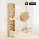 Scaffale Libreria 30x24x158 cm a 4 Ripiani Aperti con Armadietto e Cassetto Color Legno      