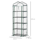 Mini Serra per Piante a 5 Ripiani 69x49x193 cm in Acciaio Verde