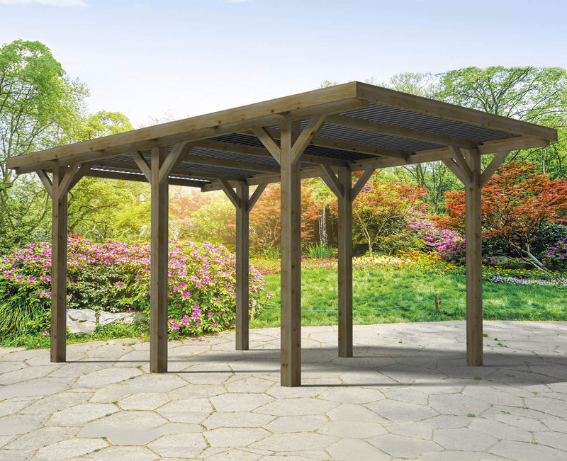 Carpot Box Auto Singolo Senza Copertura 304x512 cm in Legno