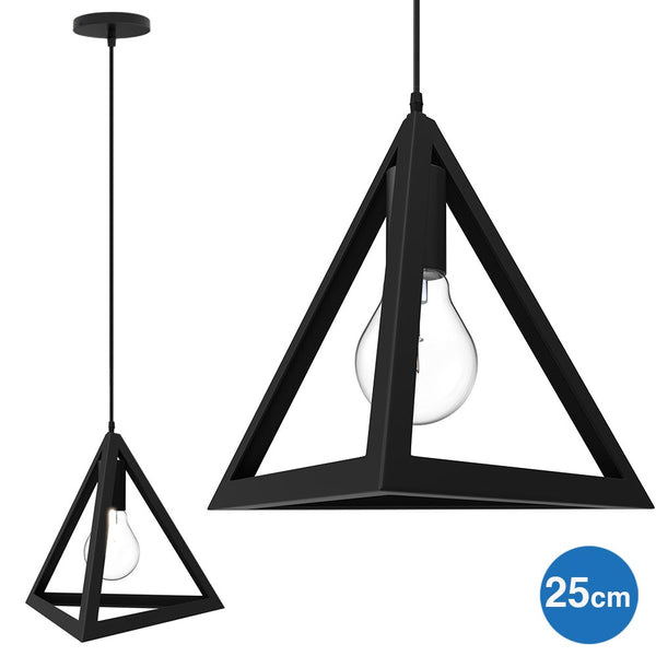 Lampadario Lampada Sospensione Piramide 25cm Design Moderno Paralume Nero acquista