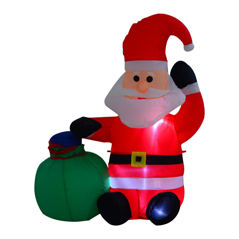 Babbo Natale Gonfiabile luminoso a LED in Poliestere con Ventilatore 70x45x120 cm 
