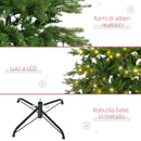 Albero di Natale Artificiale H210 cm 1914 Rami con Luci LED Verde