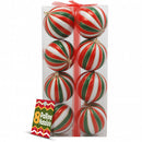 Box 8 Palline di Natale per Albero Sfere Natalizie Bianco Rosso e Verde da 10 cm