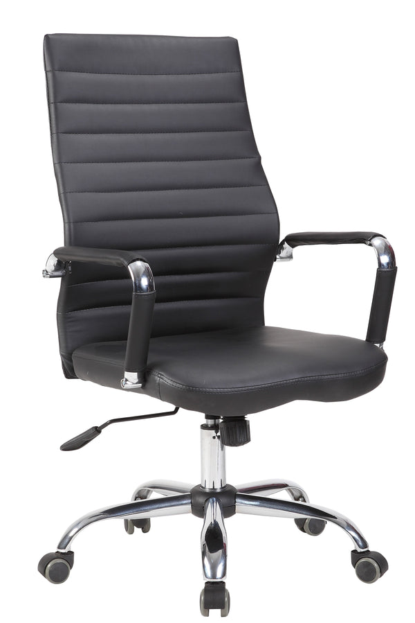 prezzo Sedia Poltrona Direzionale da Ufficio 57x55x104/111 cm in Acciaio e Similpelle Nera