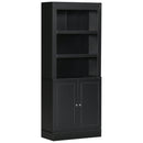 Credenza Alta 2 Ante 3 Ripiani 74,6x35,5x182,5cm in Legno Nero