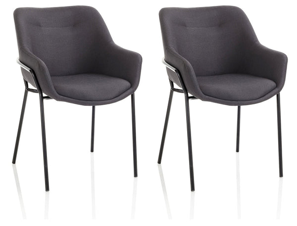 Set 2 Sedie Imbottite 80x54x84 cm in Tessuto Nero prezzo
