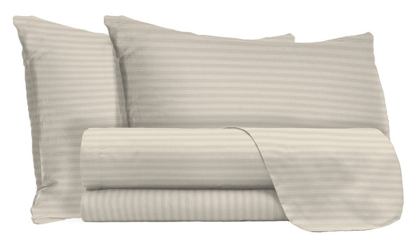 online Set Lenzuola Matrimoniale Sopra Sotto e Federe in Raso di Poliestere Tortora