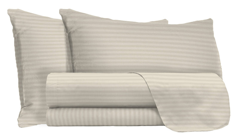 Set Lenzuola Matrimoniale Sopra Sotto e Federe in Raso di Poliestere Tortora