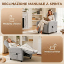 Poltrona Reclinabile Massaggiante 77x87x100 cm con 8 Punti Riscaldamento Poggiapiedi Telecomando e Tasche in Tessuto Grigio      