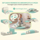 Set di 4 Costruzioni Morbide per Bambini 1-3 Anni 80x80x20 cm in Pelle PU ed EPE Verde Chiaro e Beige      