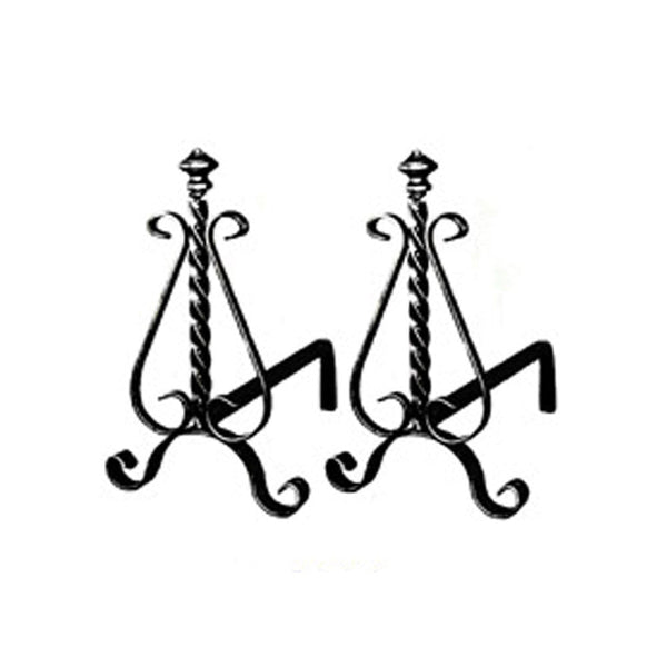 prezzo Coppia di Alari 34x35 cm per Camini e Stufe in Ferro Battuto Nero