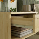 Set 2 Comodini con Cassetto e Ripiani Aperti in stile Nordico 40x34x23 cm in Truciolato e Rattan 