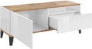 Mobile TV 1 Anta 1 Cassetto 120x40x47 cm Sunrise Bianco Lucido e Acero Pereira