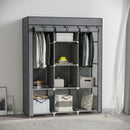 Armadio Guardaroba da Campeggio 125x43x162,5 cm con 8 Ripiani e 2 Barre Grigio Carbone   
