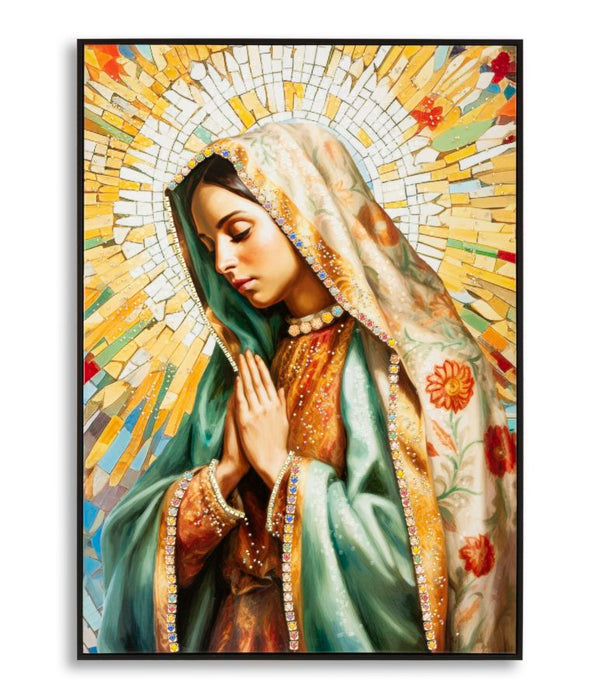 Dipinto su Tela Laccato Madonna con Cornice 72x4x102 cm in Pino e Tela e Plastica online