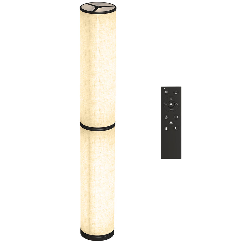 Lampada da Terra Ø20x135 cm con Telecomando e Regolazione Temperatura 3000-6000K Paralume in Tessuto Beige      