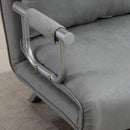 Divano Letto Singolo con Seduta Regolabile in 5 Posizioni 105x80x78 cm in Finta Pelle Grigio Chiaro  