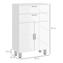 Mobile Bagno 60x30x93 cm con 2 Cassetti e Armadietto Rivestimento in Melamina Bianco  