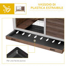 Conigliera 90x53x59 cm Casetta e Rampa in Legno Marrone  
