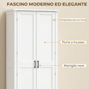 Mobile da Cucina 80x40x180 cm con Ruote 2 Ante 14 Scomparti in MDF Bianco      