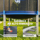 Trampolino Ø244 x 240A cm Rete di Protezione e Scala per Accesso in Acciaio e PP Blu      