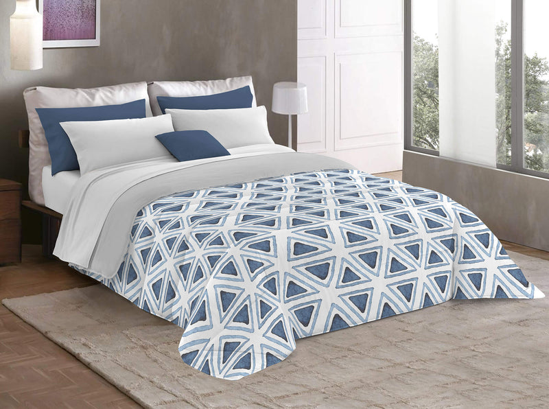 Trapunta Invernale Matrimoniale Stampata 250gr Triangoli Multicolore