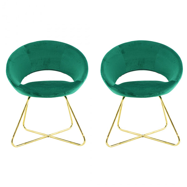 Set 2 Sedie Vintage 58x64x83 cm in Tessuto Effetto Velluto Greta Verde online