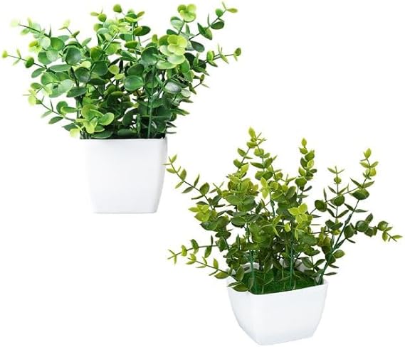 acquista Set 2 Piante Artificiali con Vaso in Polipropilene Bianco