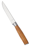 Set 4 Coltelli da Bistecca Lama Liscia Manico in Legno di Olivo