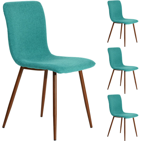 acquista Set 4 Sedie per Sala da Pranzo Turchese Gambe Effetto Legno Seduta Ergonomica