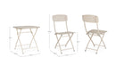 Set 3 Pezzi Bistrot da Giardino con Tavolo e 2 Sedie in Acciaio Yvonne Champagne  