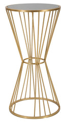 Tavolino Super 40x80x40 cm in Ferro e MDF Oro